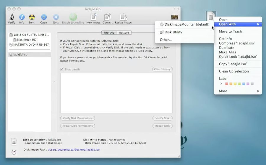 mount iso on mac for bootable usb
